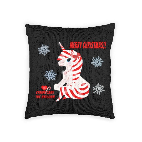 "Candy Cane the Unicorn" (Snowflake Snuggliezz) Woven Pillows