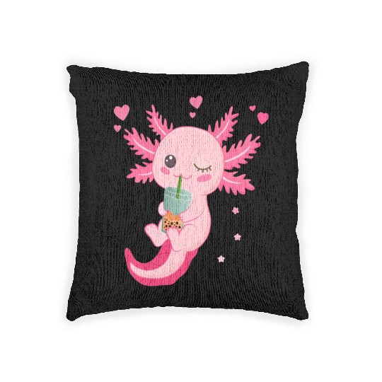 Boba Tea Bubble Tea Milk Tea Axolotl Woven Pillows