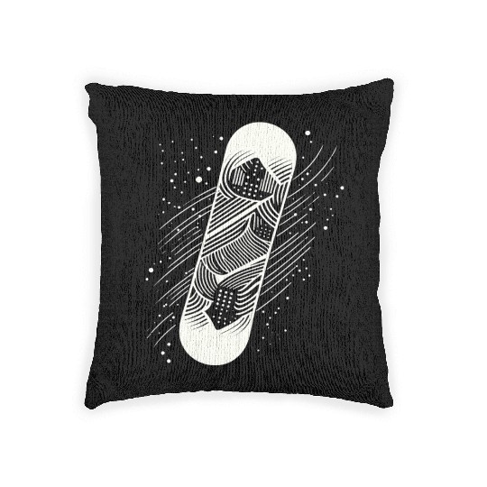 Snow Skateboard Woven Pillows