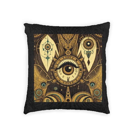 Abstract New Age 1920s Steampunk Design Woven Pillows