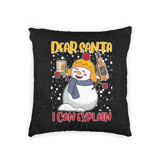Snowman Dear Santa I can Explain Funny Woven Pillows