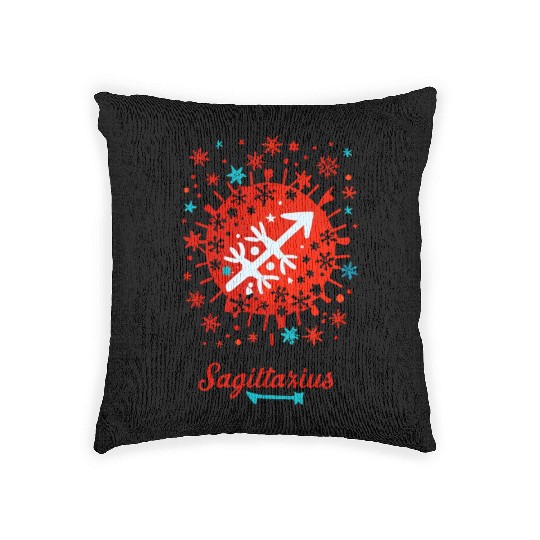 Sagittarius in the Winter Wonderland Woven Pillows
