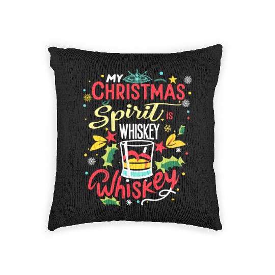 Santa My Christmas Spirit Is Whiskey Whiskey Woven Pillows