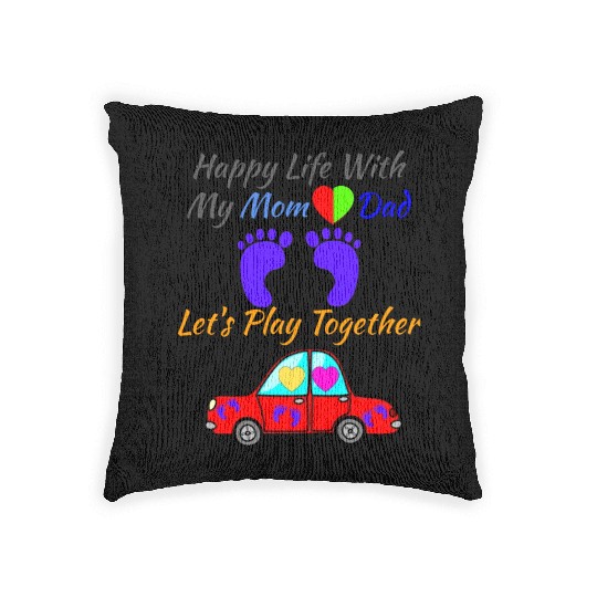 Happy Life with my Mom Dad - Family Play Together Woven Pillows