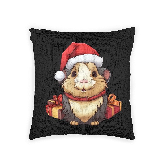 Guinea pig Christmas Woven Pillows