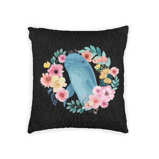 Dolphin Flower Floral Woven Pillows