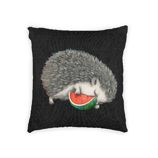 Hedgehog Sleeping With Watermelon Woven Pillows