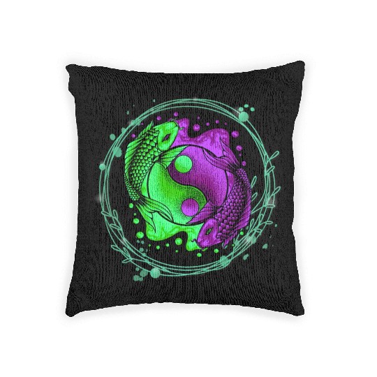 Yin Yang Yoga Japanese Koi Fish Woven Pillows