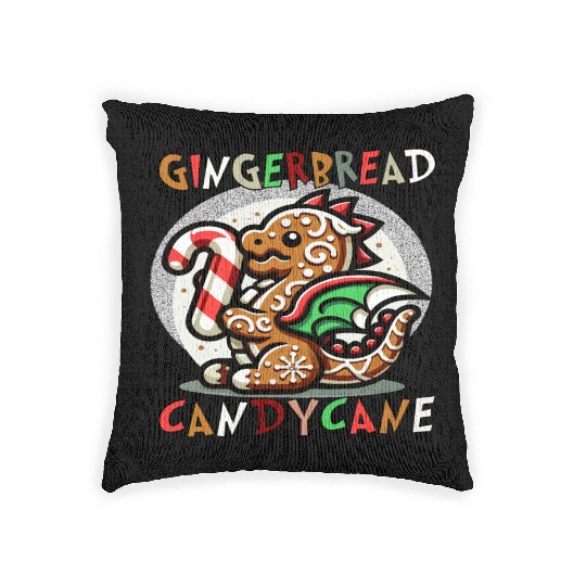 Gingerbread & Candy Cane - A Gingerbread Dragon Woven Pillows