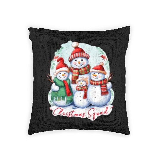 Snowman Family's Festive Bond Woven Pillows