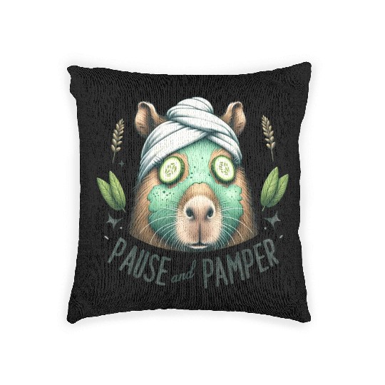 Pause and Pamper Capybara Spa Day Woven Pillows