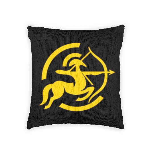 Zodiac Sagittarius Arc Icon Minimalistic Gold Woven Pillows
