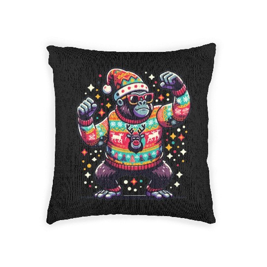 Gorilla With Sunglasses Woven Pillows