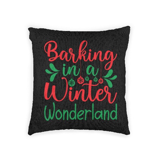 Barking in a winter wonderland, Christmas Gifts Woven Pillows