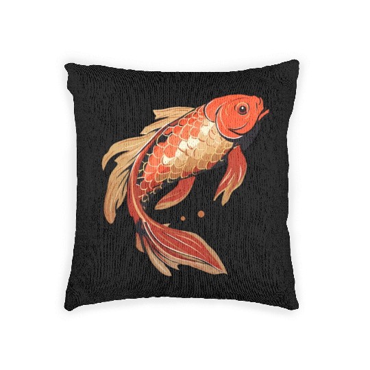Koi Fish Japanese Carp Pond Woven Pillows