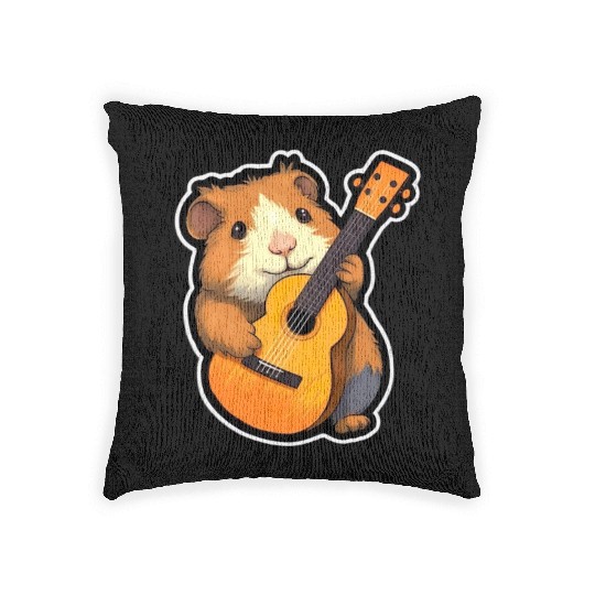 Guinea Pig with Guitar for a Guinea pig owner Woven Pillows
