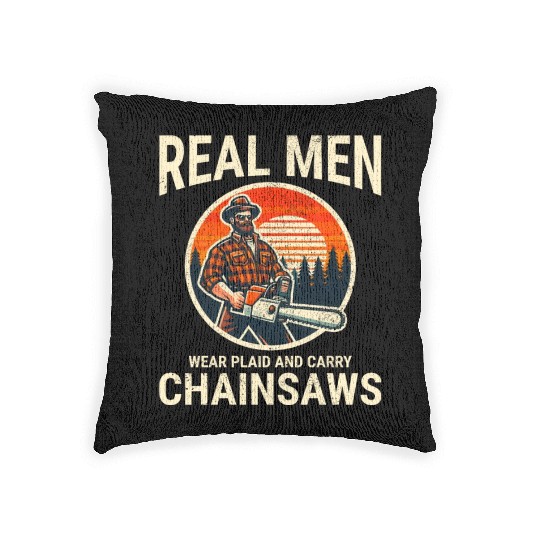 Lumberjack Woodworker Woodcutter Chainsaw Arborist Woven Pillows