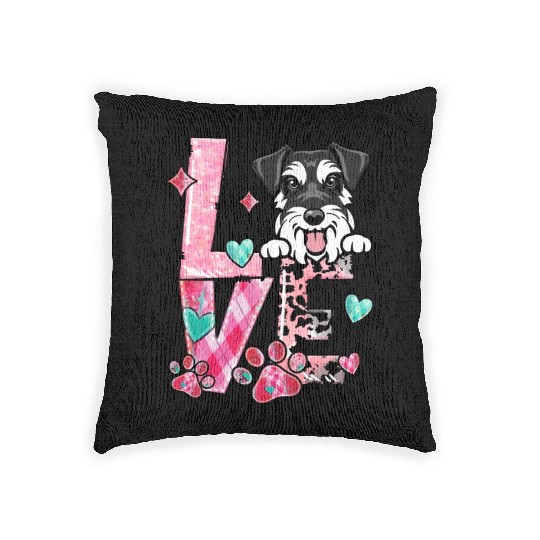 Mini Schnauzer Dog I Love My Dog Fur Baby Valenti Woven Pillows