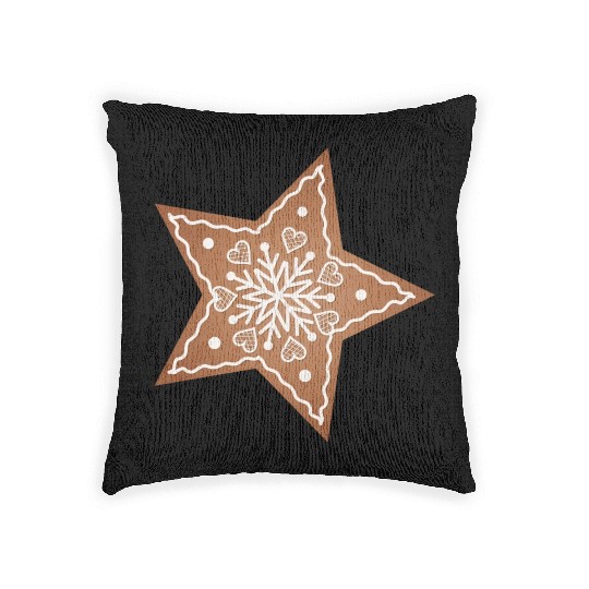 beautiful gingerbread star for Christmas Woven Pillows