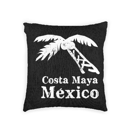 Costa Maya Mexico Palm Tree Vacation Trip Beach Me Woven Pillows