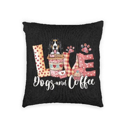 Basset Dog Coffee Lover Dog Mom Valentines Day Woven Pillows