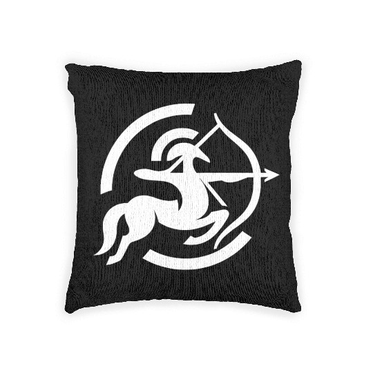 Zodiac Sagittarius Arc Icon Minimalistic White Woven Pillows