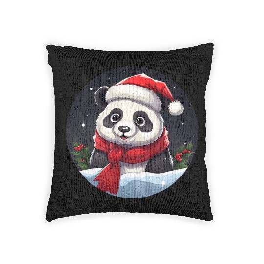 Panda Christmas Woven Pillows