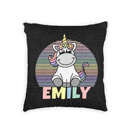 Emily Name Unicorn Woven Pillows