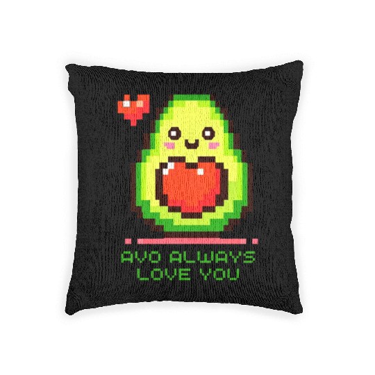 Avo Always Love You - Cheerful Pixel Avocado Woven Pillows
