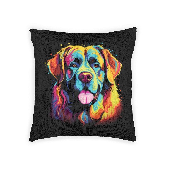 Watercolor Colorful Great Pyrenees Woven Pillows