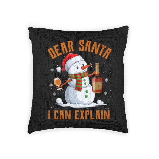 Snowman Dear Santa I can Explain Funny Snow Woven Pillows