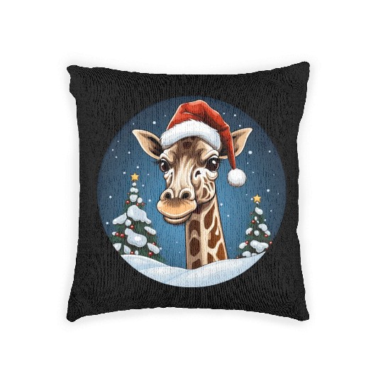 Giraffe Christmas Woven Pillows