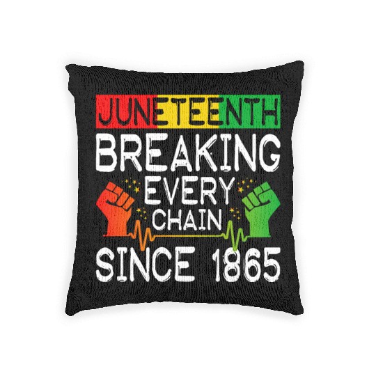 JuneTeenth Breaking Every Chain Since 1865 Woven Pillows