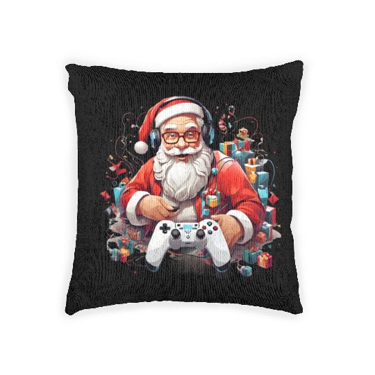Santa's Gaming Break Christmas Woven Pillows
