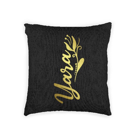 Yara Name Faux Gold Tulip Flourish Woven Pillows