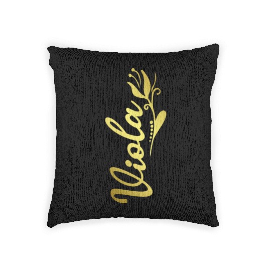 Viola Name Faux Gold Tulip Flourish Woven Pillows