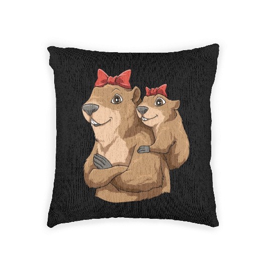 Groundhog Marmot Mom for a Marmot lover groundhog Woven Pillows