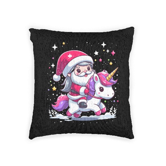 Santa Claus and Unicorn Woven Pillows