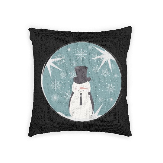 beautiful snowman & stars for Christmas Woven Pillows