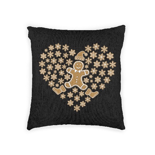Gingerbread Heart, Funny Ginger Bread Lover Woven Pillows
