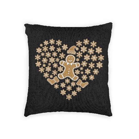 Gingerbread Heart, Funny Ginger Bread Lover Woven Pillows