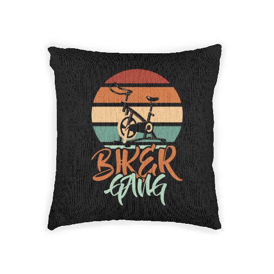 Biker Gang Retro Vintage Gym Cycling Funny Indoor Woven Pillows