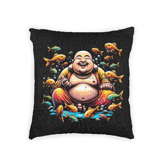 Buddhism and Underwater World - Peaceful Diving Woven Pillows
