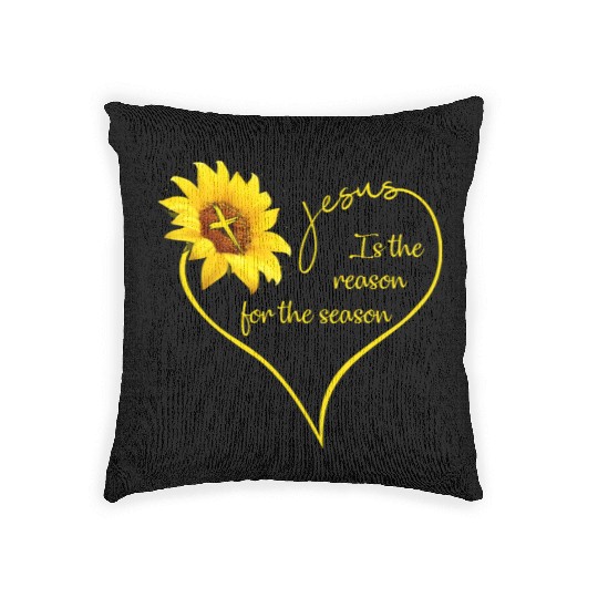Sunflower Jesus Is The Reason For The Season Woven Pillows