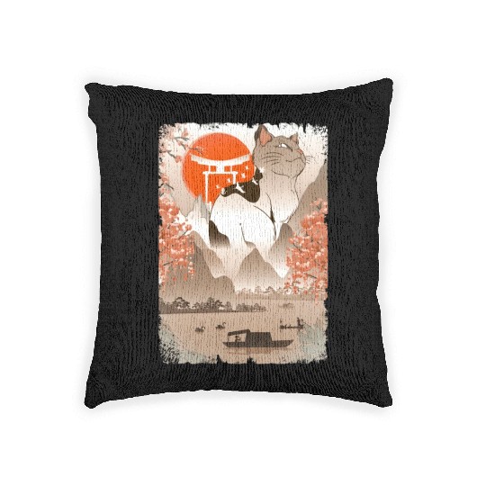 001867 Japanese Cat Mountain Fisher Lake Woven Pillows