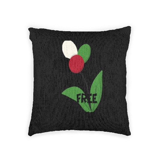 Free Palestine,Flag-colored rose ,watermelon color Woven Pillows