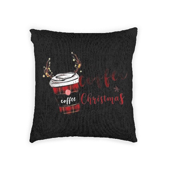 Christmas coffee first Woven Pillows