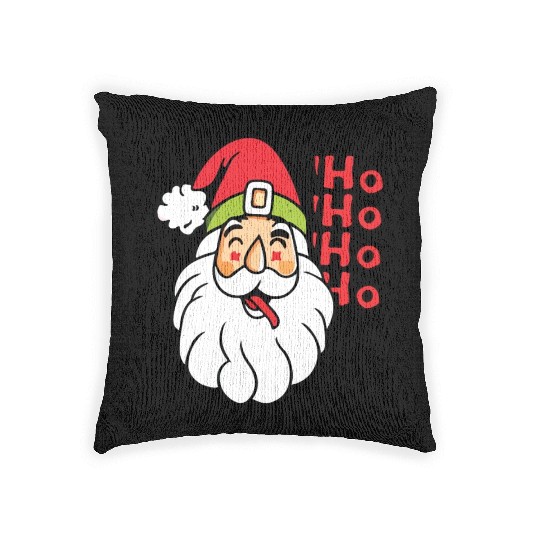 Santa Claus Face Woven Pillows Christmas HO HO HO HO