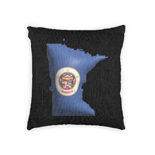 Minnesota - 3D Flag Map Woven Pillows