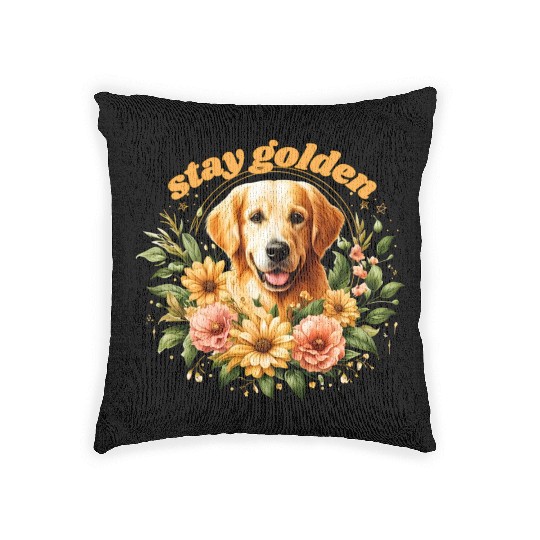Cute Golden Retriever Woven Pillows